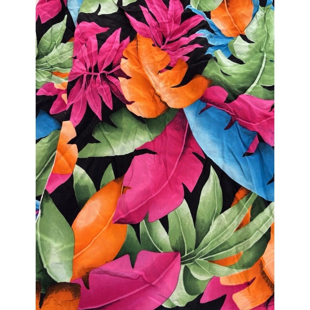 Dana Buchman Vintage 100% Silk Tropical Leaf Print Faux Wrap Skirt Size 10 Multi - Picture 3 of 13